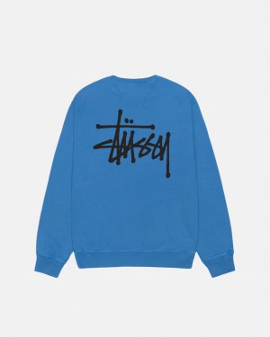 Stussy Basic Stussy Crew Pigment Dyed - Unisex Hoodies Blauw | BEEAH14825