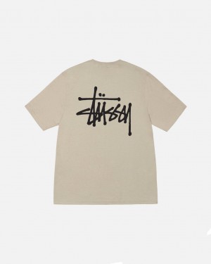 Stussy Basic Stussy Tee - Mens Kort Sleeve T-Shirt Khaki | YBEVQ97781