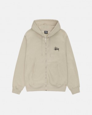 Stussy Basic Stussy Zip Hoodie - Unisex Hoodies Khaki | EBEHC52169