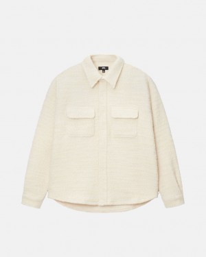 Stussy Boucle Wol Cpo Shirt - Unisex Tops Shirts Beige | YBEGT16348