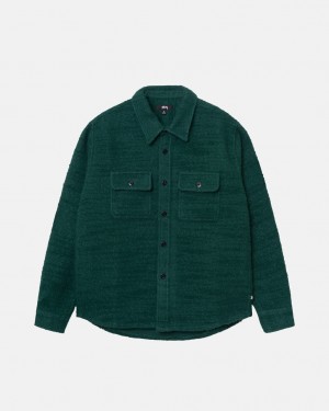 Stussy Boucle Wol Cpo Shirt - Unisex Tops Shirts Groen | BEJKU39116