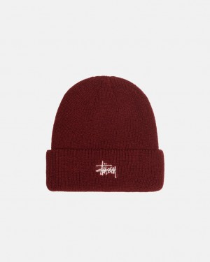 Stussy Cuff Beanie Basic - Unisex Donkerrood | LBESX59050