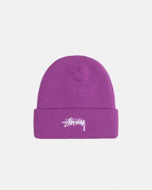 Stussy Cuff Beanie Stock - Unisex Paars | BEXBR62078