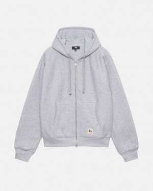 Stussy Double Face Label Zip Hoodie - Unisex Hoodies Grijs | BEJZR17050