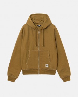 Stussy Double Face Label Zip Hoodie - Unisex Hoodies Olijfgroen | ZBENQ71130