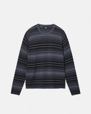 Stussy Horizontal Stripe Trui - Unisex Sweaters Knits Grijs | FBEHY21640