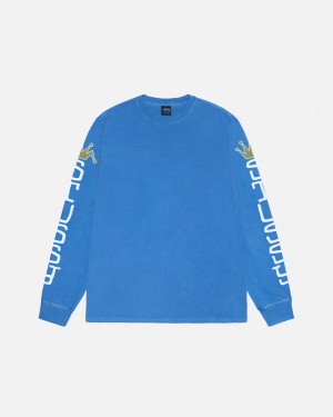 Stussy Jumbo LS Tee Pigment Dyed - Unisex Longsleeve Blauw | PBEER71523