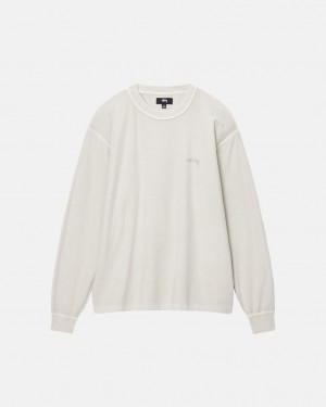 Stussy Lazy LS Tee - Unisex Longsleeve Beige | YBEVQ87430