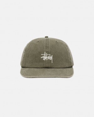 Stussy Low Pro Basic Washed Strapback - Unisex Olijfgroen | BEEAH61081