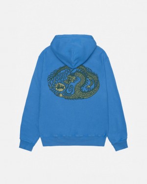 Stussy Mosaic Dragon Hoodie Pigment Dyed - Unisex Hoodies Blauw | YBEGT89471