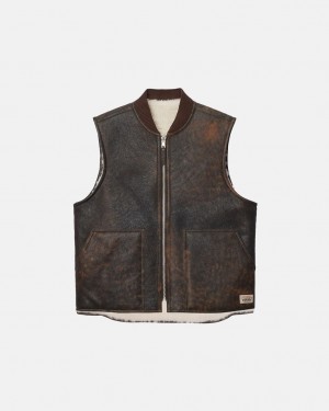 Stussy Reversible Shearling Workgear Vest - Unisex Jackets Bruin | BEEAH23484