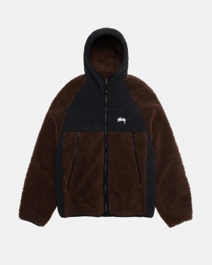 Stussy Sherpa Paneled Met Capuchon Jacket - Unisex Hoodies Bruin | ABEDF41132