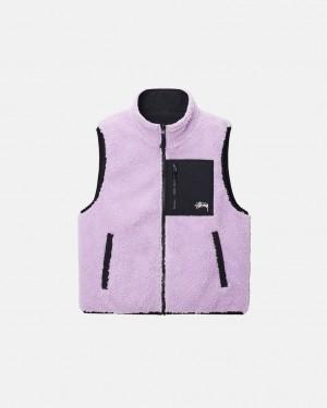 Stussy Sherpa Reversible Vest - Unisex Jackets Lavendel | BEXBR26520