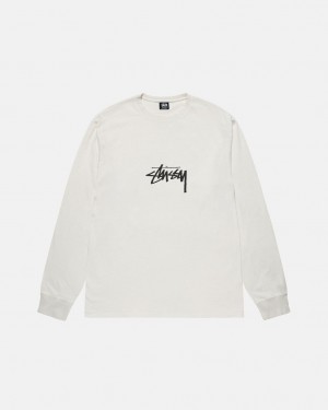 Stussy Small Stock LS Tee Pigment Dyed - Unisex Longsleeve Beige | BEIIZ66431