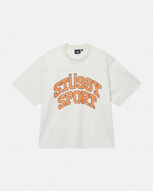 Stussy Sport Mesh Football Jersey - Unisex Sweaters Knits Beige | ABEDF56124