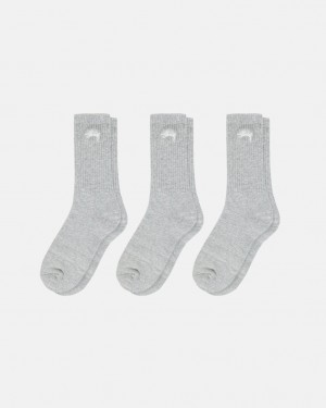 Stussy Stock Crew Sock Pack - Home Goods Grijs | TBEPQ45611