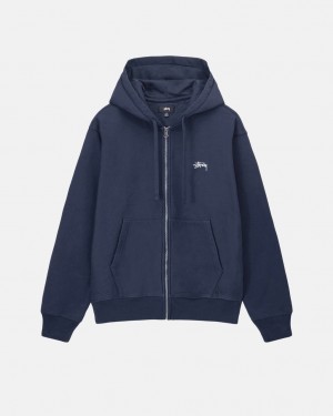 Stussy Stock Logo Zip Hoodie - Unisex Hoodies Donkerblauw | UBETG54268