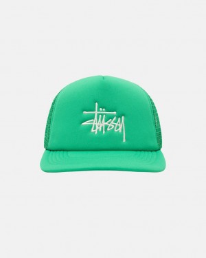 Stussy Trucker Big Basic Snapback - Unisex Groen | UBETG27893