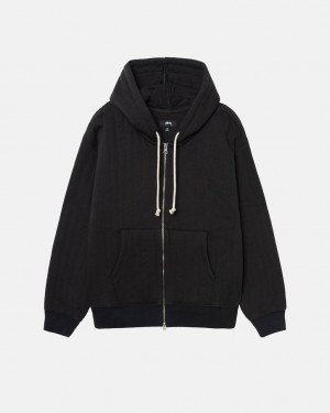 Stussy Vertical Gewatteerd Zip Hoodie - Unisex Hoodies Zwart | BEEAH32422