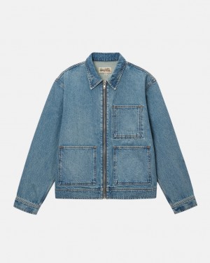 Stussy Zip Werk Jacket Denim - Unisex Jackets Blauw | BEQAV85044