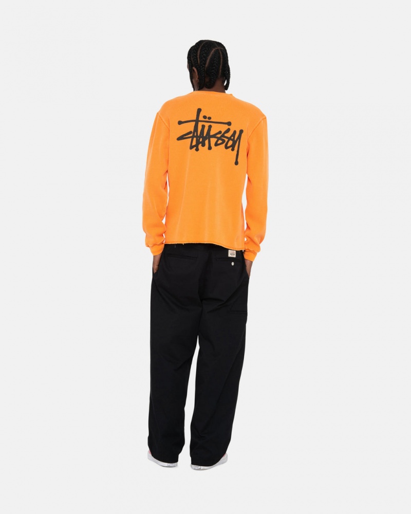 Stussy Basic Stock Ls Thermal - Mens Long Sleeve Knit Abrikoos | TBEPQ41202