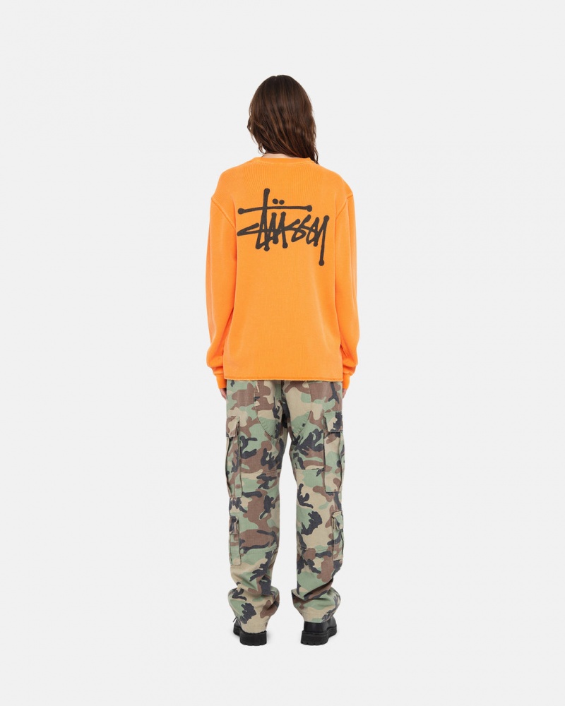 Stussy Basic Stock Ls Thermal - Mens Long Sleeve Knit Abrikoos | TBEPQ41202