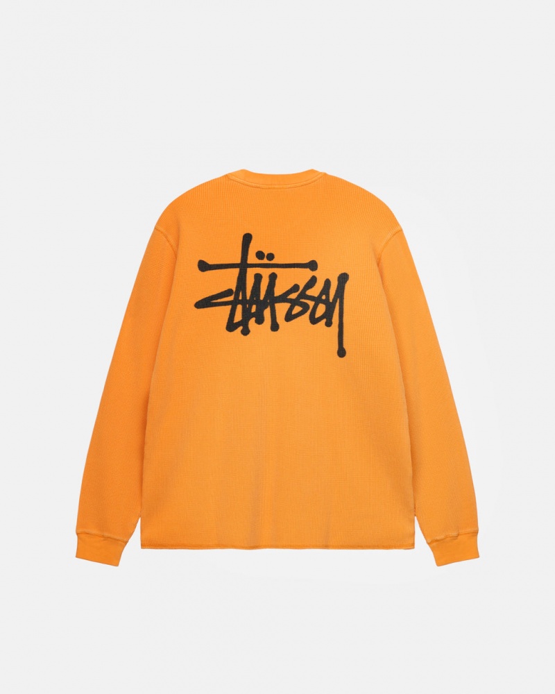 Stussy Basic Stock Ls Thermal - Mens Long Sleeve Knit Abrikoos | TBEPQ41202