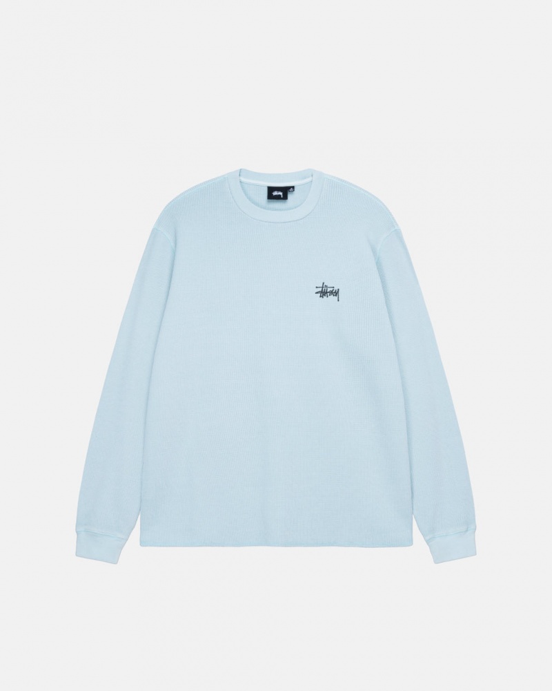 Stussy Basic Stock Ls Thermal - Mens Long Sleeve Knit Lichtblauw | DBEVO87590