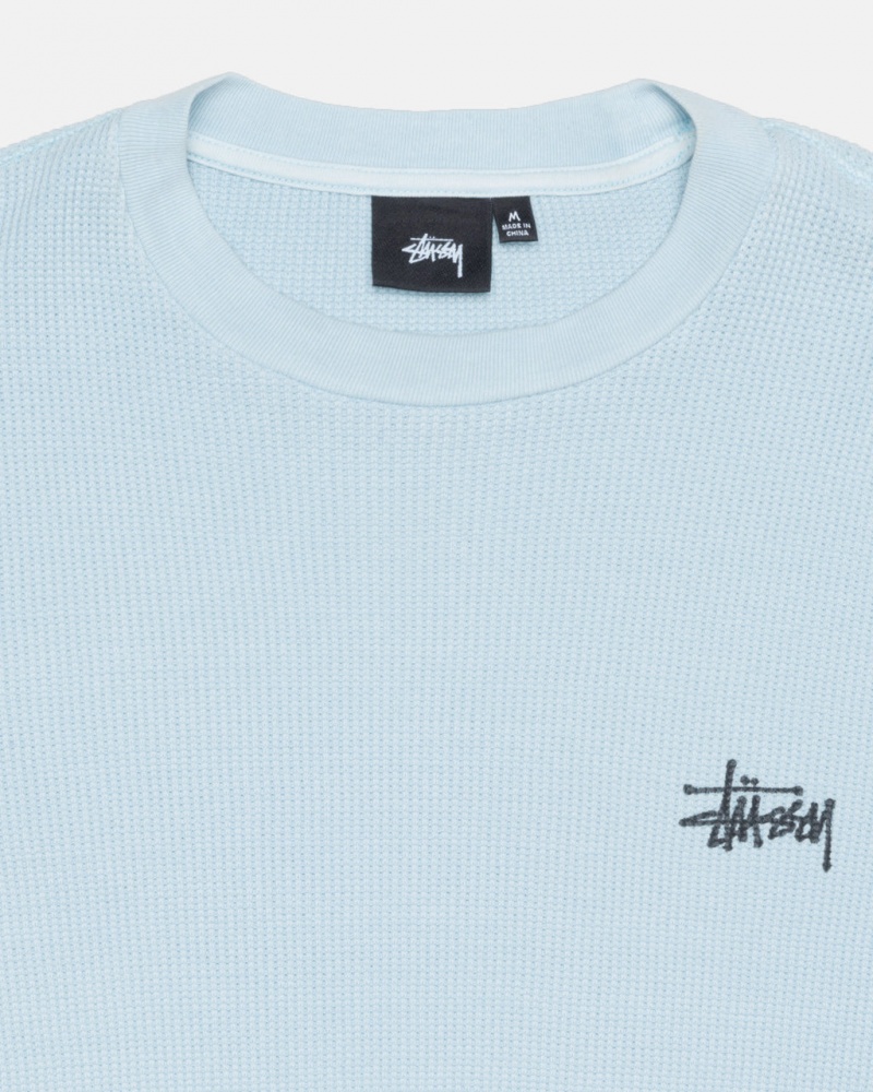 Stussy Basic Stock Ls Thermal - Mens Long Sleeve Knit Lichtblauw | DBEVO87590