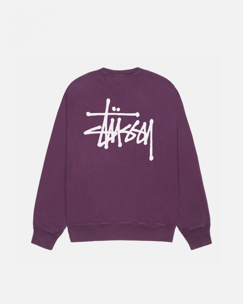 Stussy Basic Stussy Crew Pigment Dyed - Unisex Hoodies Paars | YBEGT10468