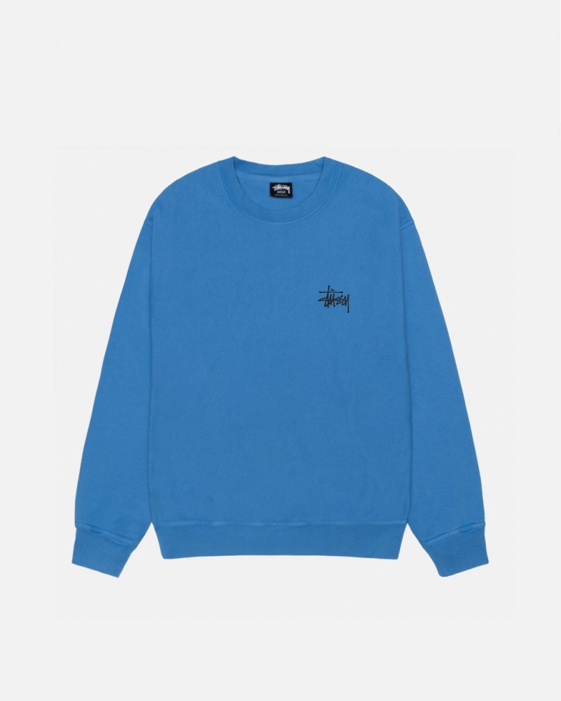 Stussy Basic Stussy Crew Pigment Dyed - Unisex Hoodies Blauw | BEEAH14825