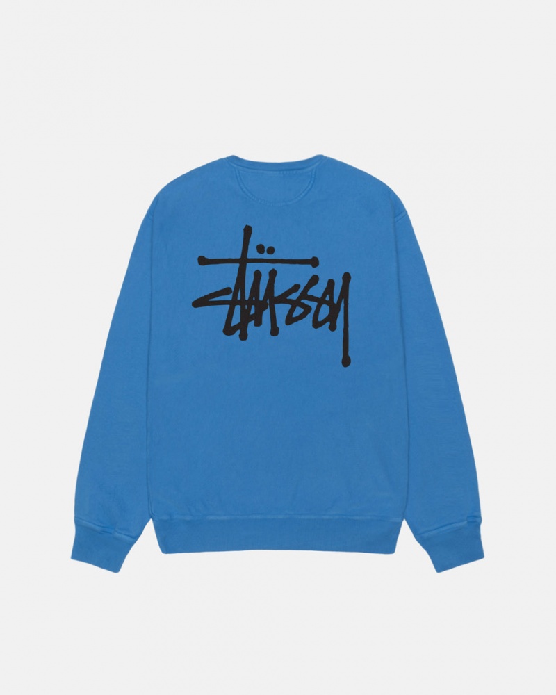 Stussy Basic Stussy Crew Pigment Dyed - Unisex Hoodies Blauw | BEEAH14825