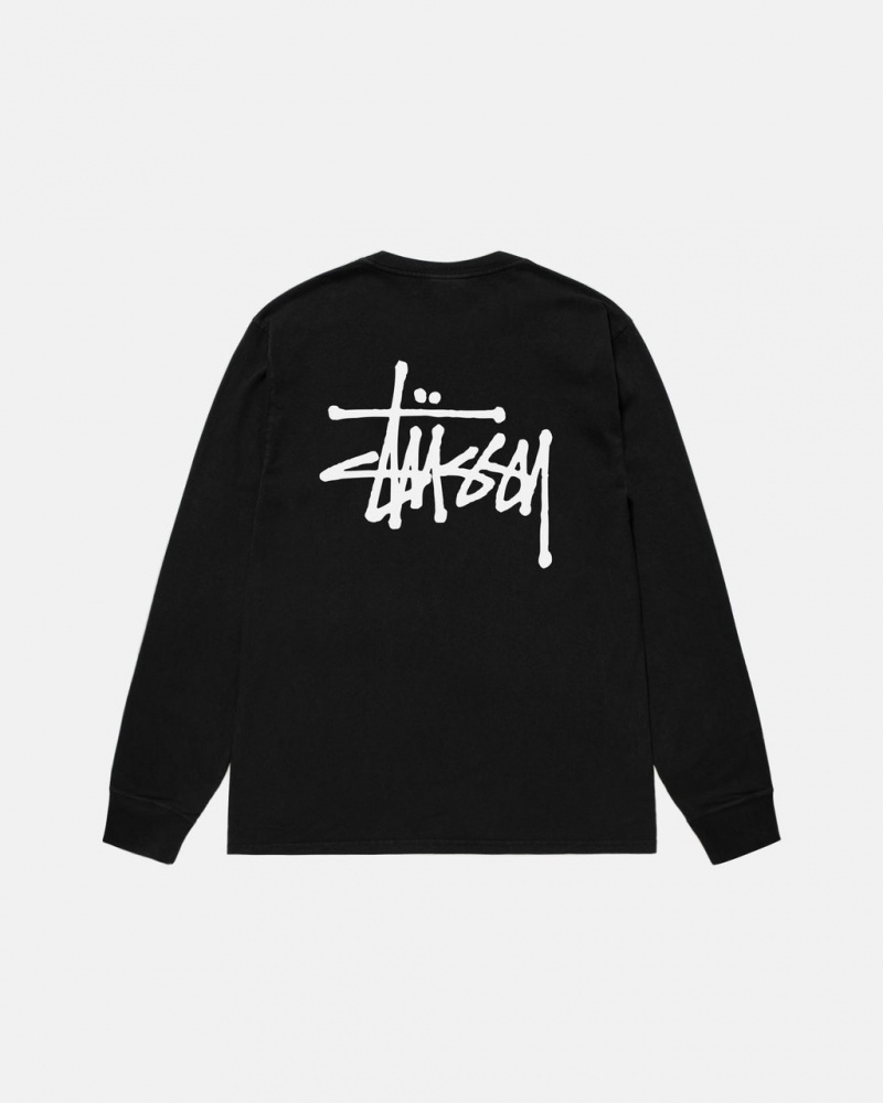 Stussy Basic Stussy LS Tee Pigment Dyed - Unisex Longsleeve Zwart | YBEGT25487