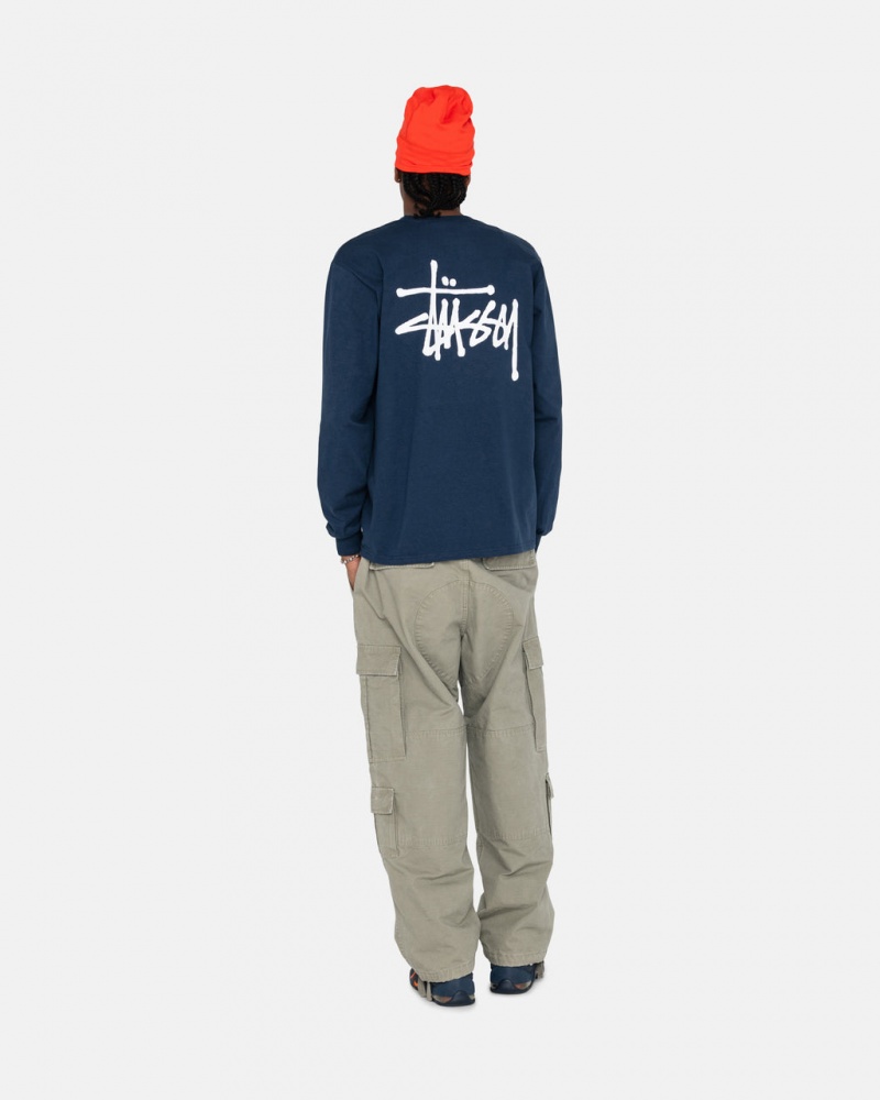 Stussy Basic Stussy LS Tee - Mens Tees Donkerblauw | BEICD42296