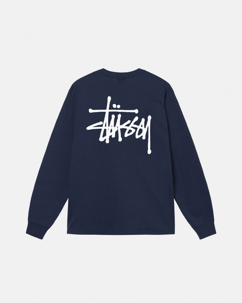 Stussy Basic Stussy LS Tee - Mens Tees Donkerblauw | BEICD42296