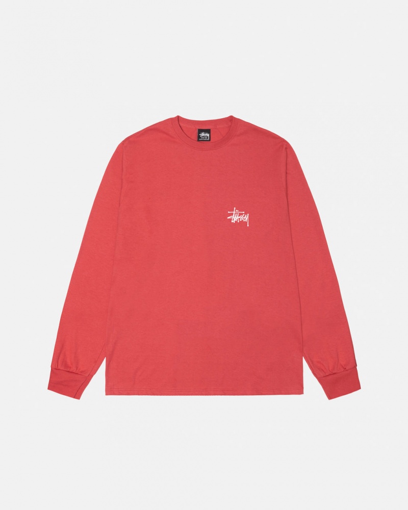 Stussy Basic Stussy LS Tee - Unisex Longsleeve Rood | XBEBH47370