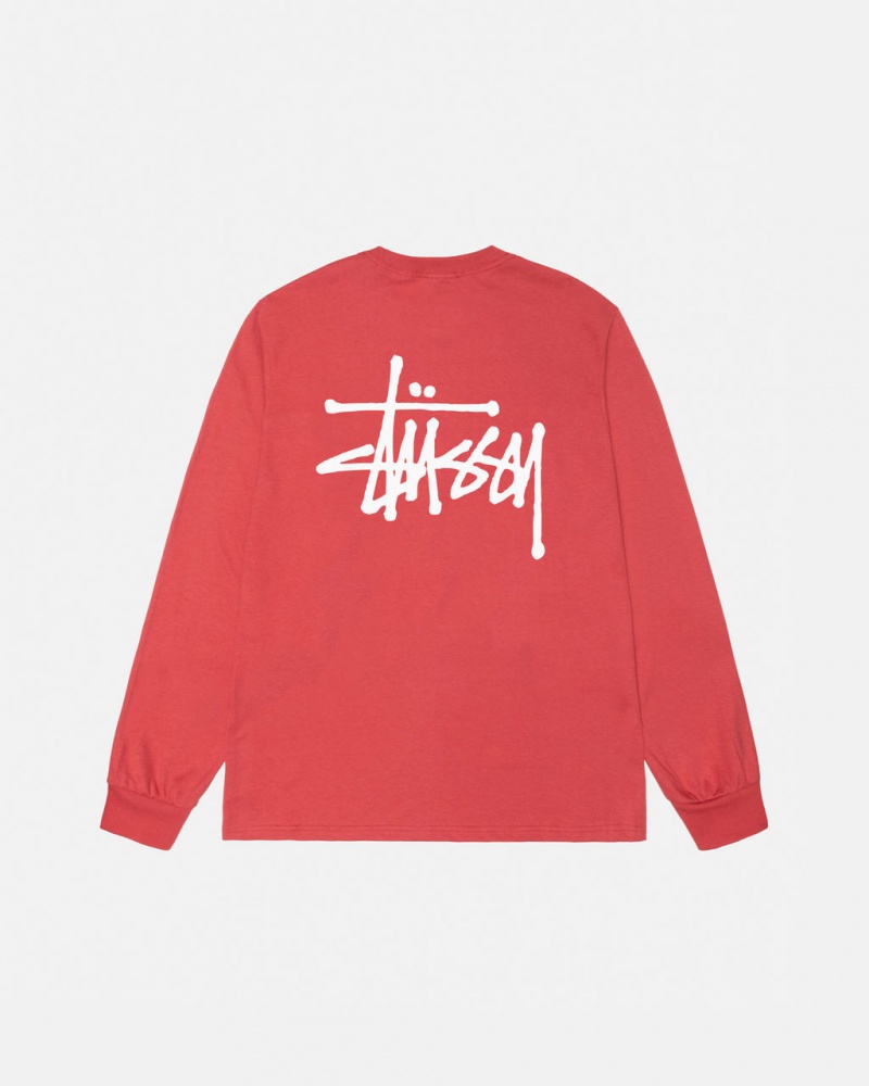 Stussy Basic Stussy LS Tee - Unisex Longsleeve Rood | XBEBH47370