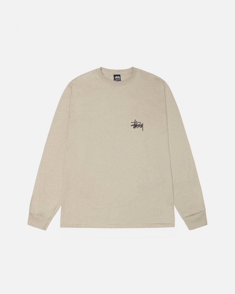 Stussy Basic Stussy Ls Tee - Mens Long Sleeve T-Shirt Khaki | BBESO14103