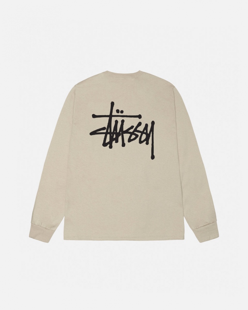 Stussy Basic Stussy Ls Tee - Mens Long Sleeve T-Shirt Khaki | BBESO14103