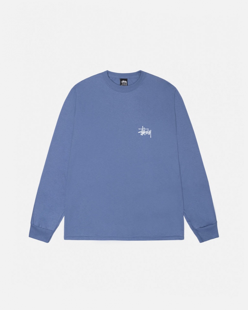 Stussy Basic Stussy Ls Tee - Mens Long Sleeve T-Shirt Blauw | BEXBR28092