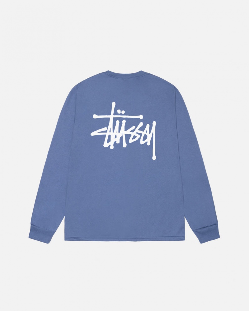 Stussy Basic Stussy Ls Tee - Mens Long Sleeve T-Shirt Blauw | BEXBR28092