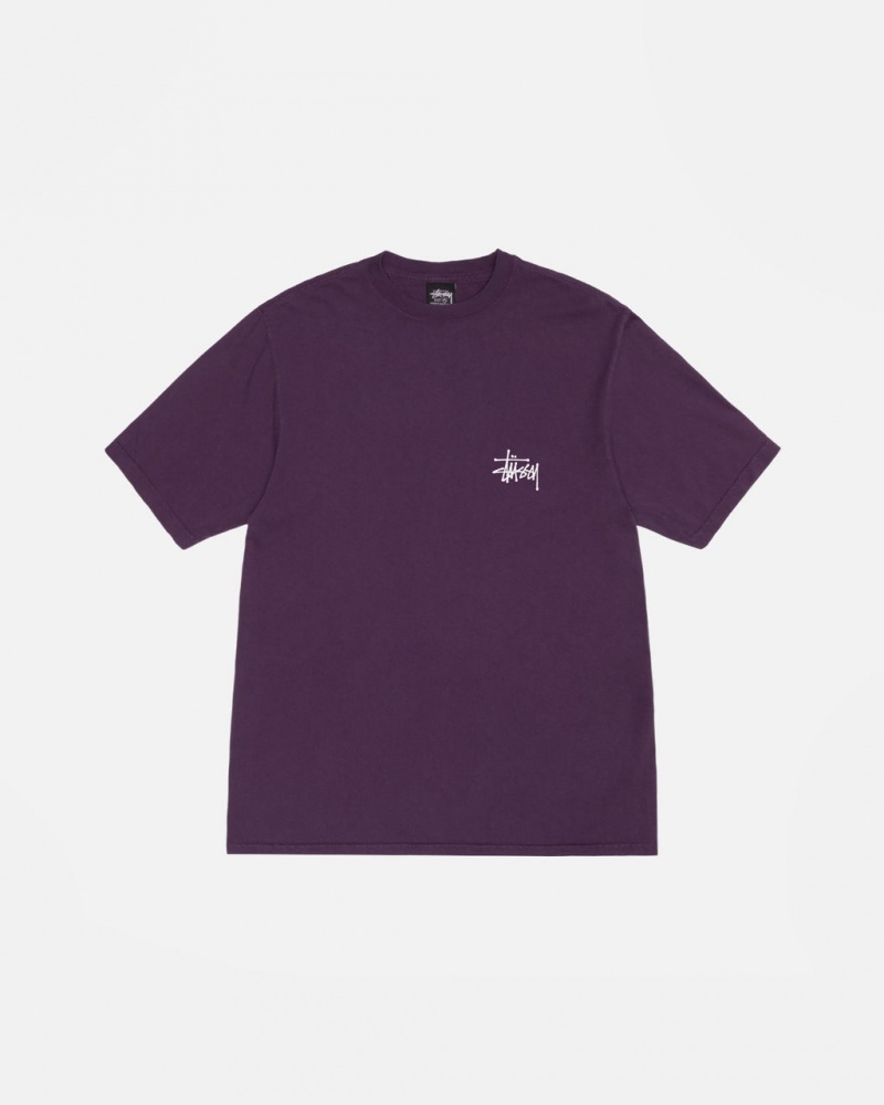 Stussy Basic Stussy Tee Pigment Dyed - Unisex Shortsleeve Paars | UBETG26513