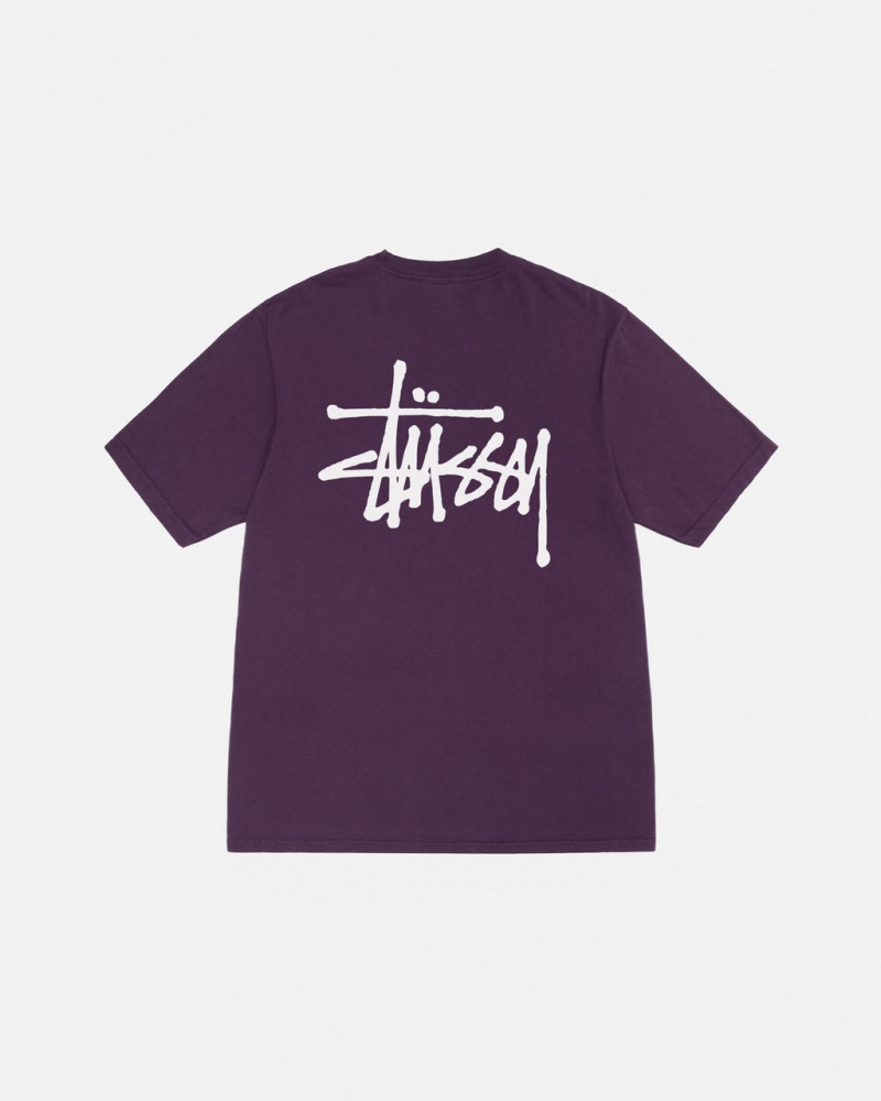 Stussy Basic Stussy Tee Pigment Dyed - Unisex Shortsleeve Paars | UBETG26513