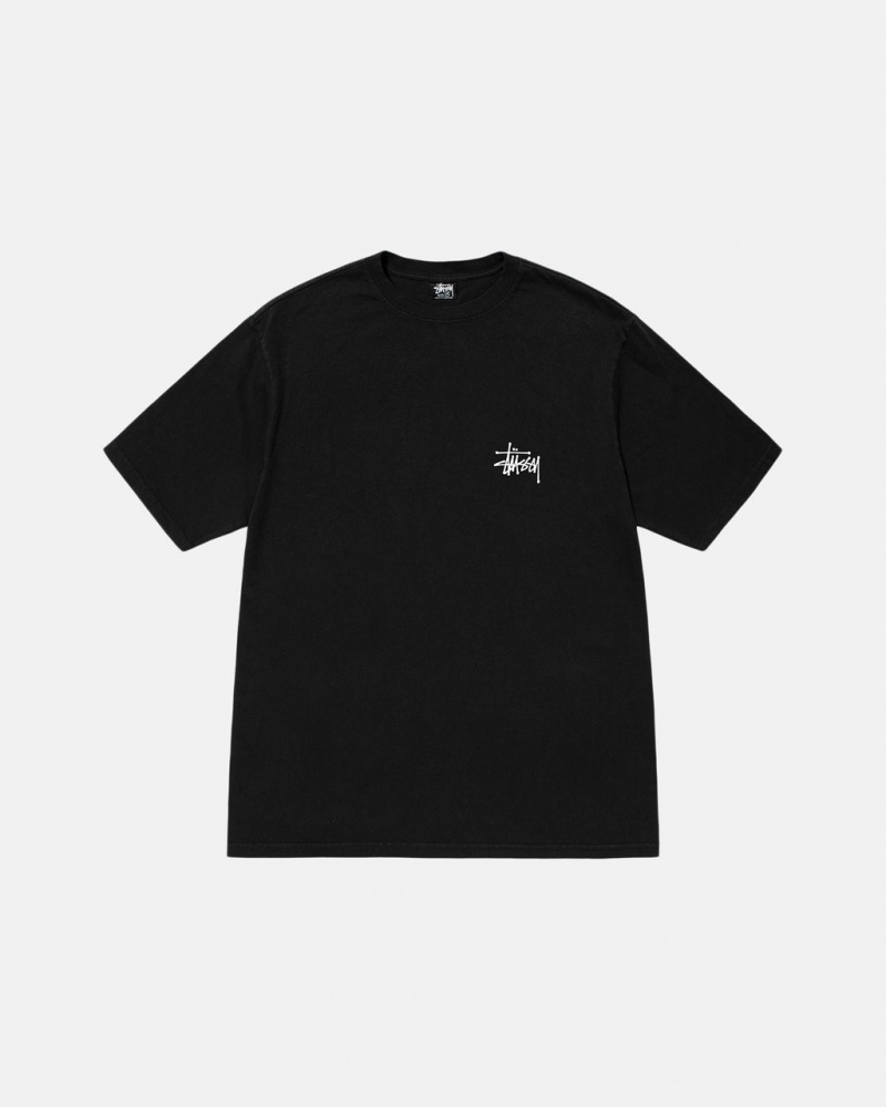 Stussy Basic Stussy Tee Pigment Dyed - Unisex Shortsleeve Zwart | ZBEMJ85233