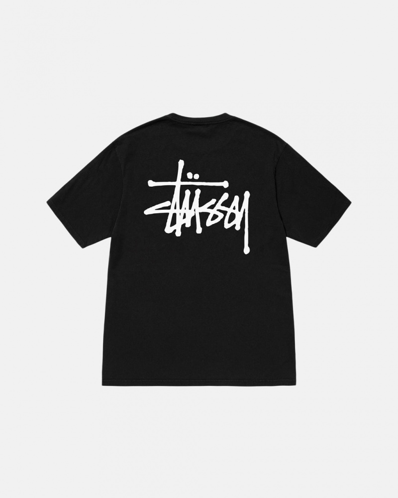 Stussy Basic Stussy Tee Pigment Dyed - Unisex Shortsleeve Zwart | ZBEMJ85233