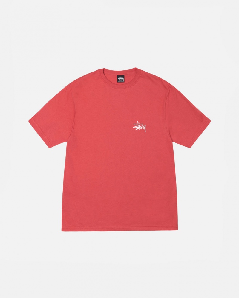 Stussy Basic Stussy Tee - Mens Kort Sleeve T-Shirt Rood | BEICD19396