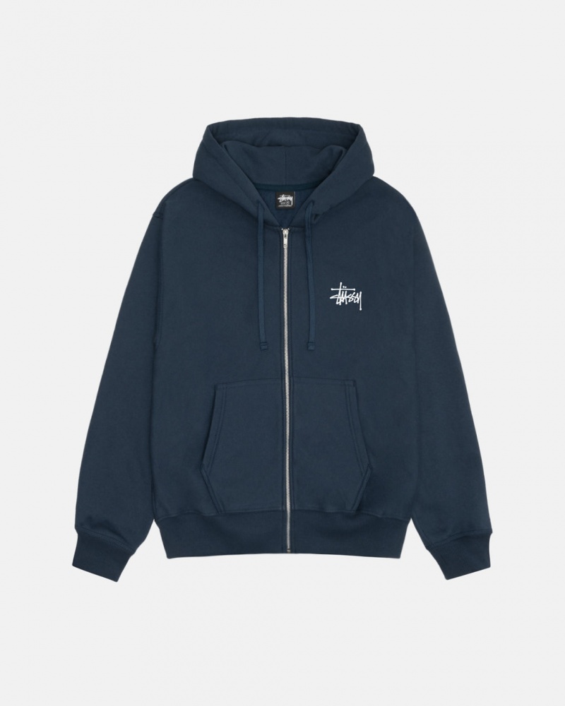 Stussy Basic Stussy Zip Hoodie - Unisex Hoodies Donkerblauw | PBEER68659