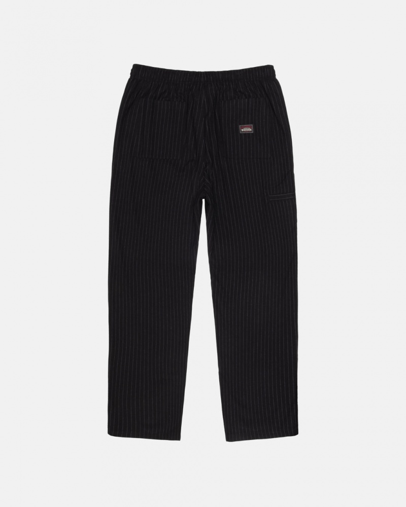 Stussy Beach Pant Wol Stripe - Unisex Pants Zwart | BEJKU88931