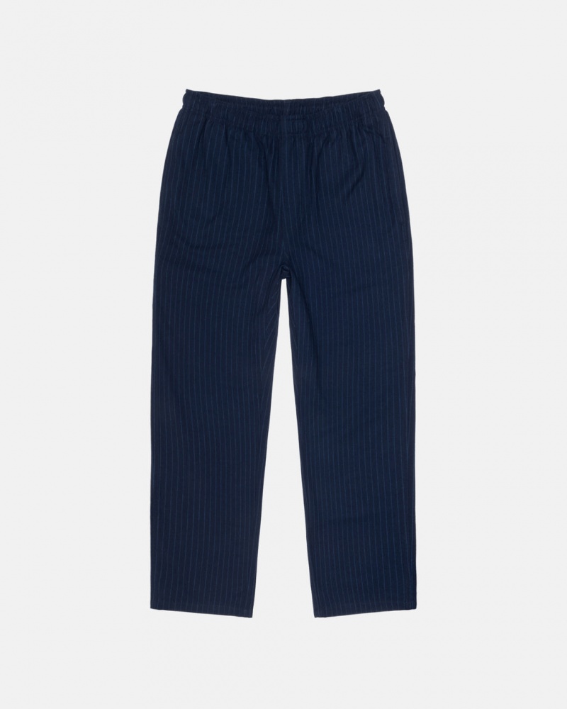 Stussy Beach Pant Wol Stripe - Unisex Pants Donkerblauw | BEZPD13056