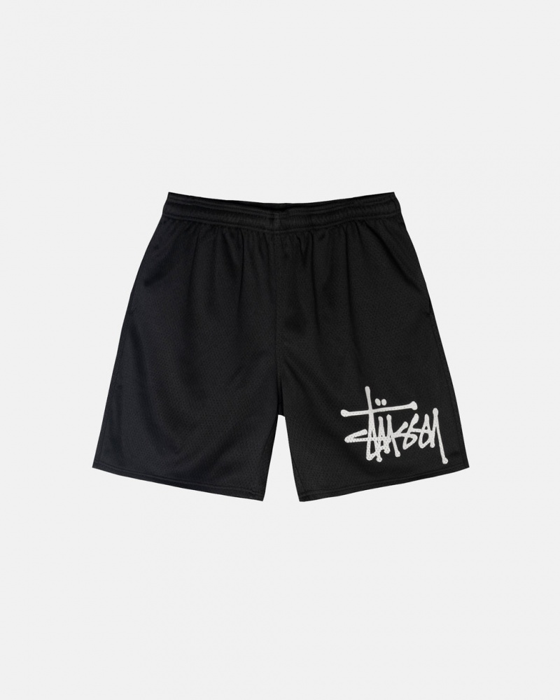 Stussy Big Basic Mesh Kort - Men&s Shorts Trunks Zwart | BEQAV30439